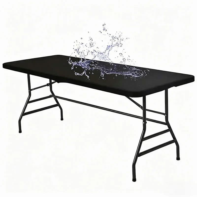 Stretch Fabric Table Top Cap Cover – Elastic Edge, Waterproof, Reusable - Main