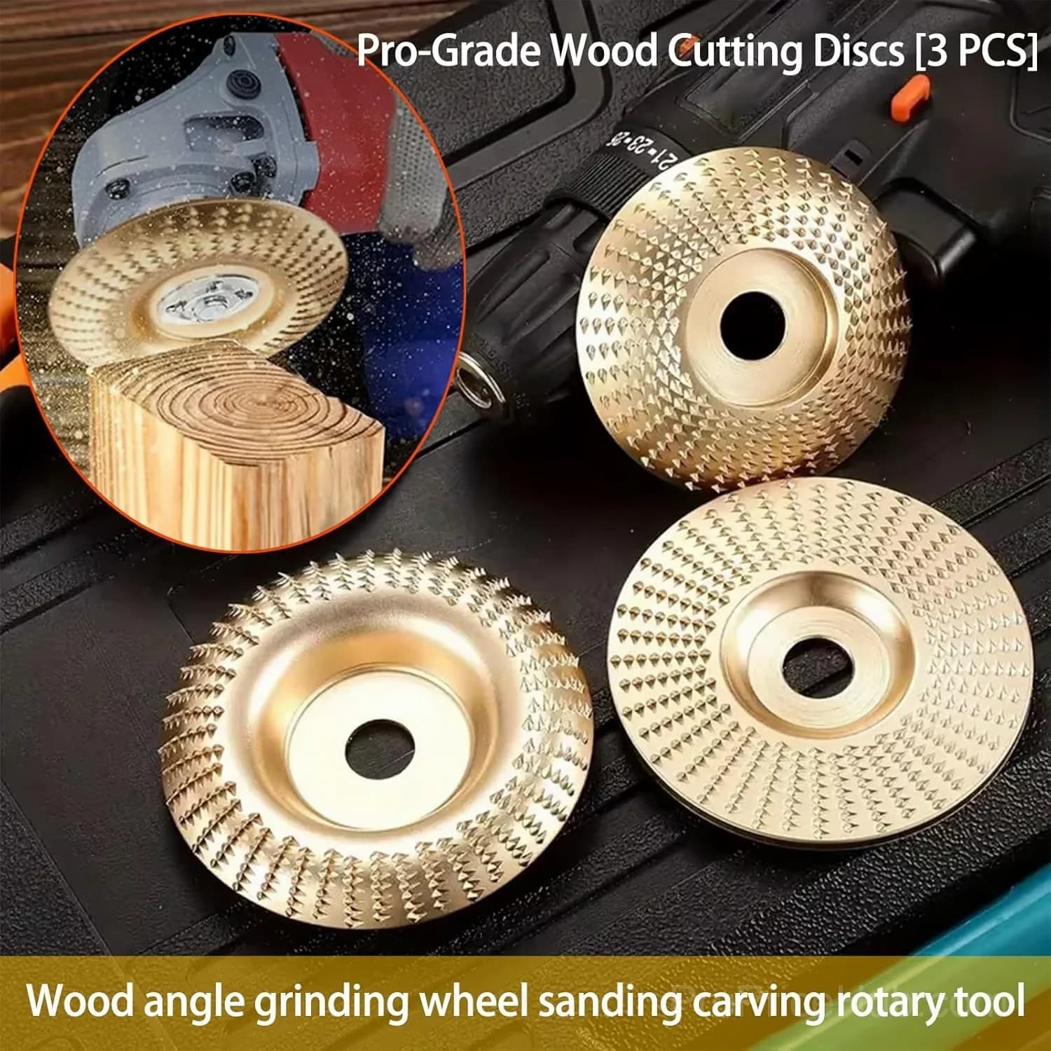Heavy-Duty Wood Carving Disc Set (3 Pieces) - View 2