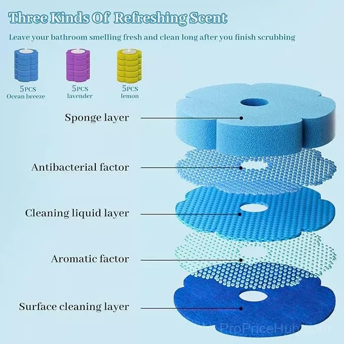 Toilet Scrubber Kit with Stand and 15 Disposable Scented Pads - View 3