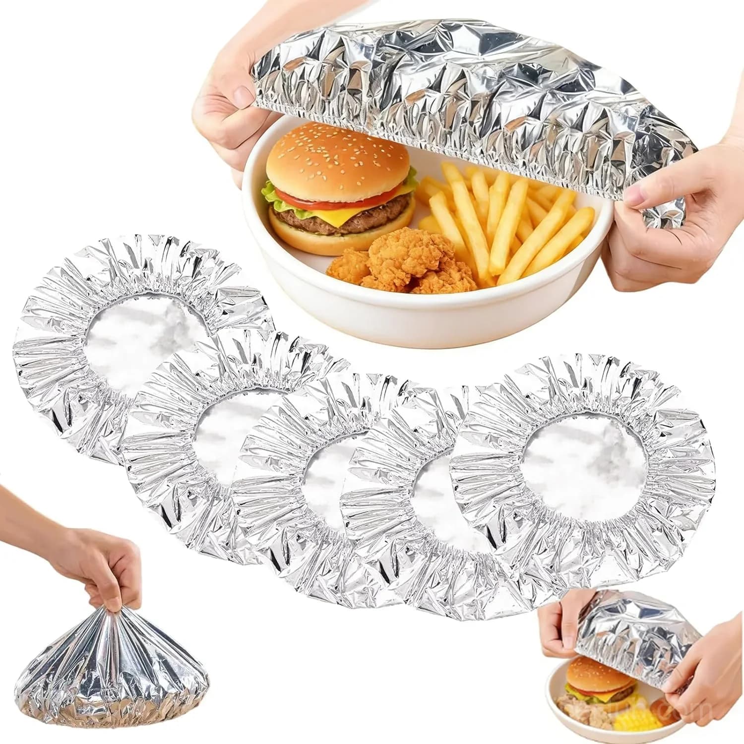 Reusable Aluminum Foil Food Covers, 6-Pack - View 1