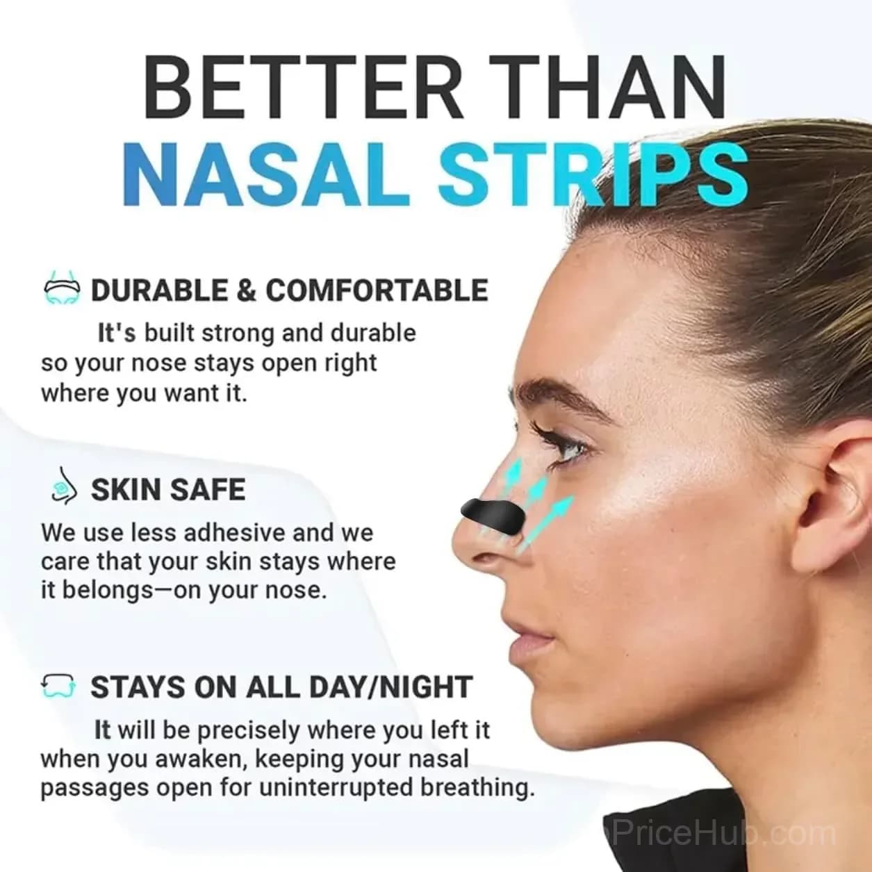 Magnetic Nasal Strips for Snoring and Airflow, 60-Piece Pack - View 4