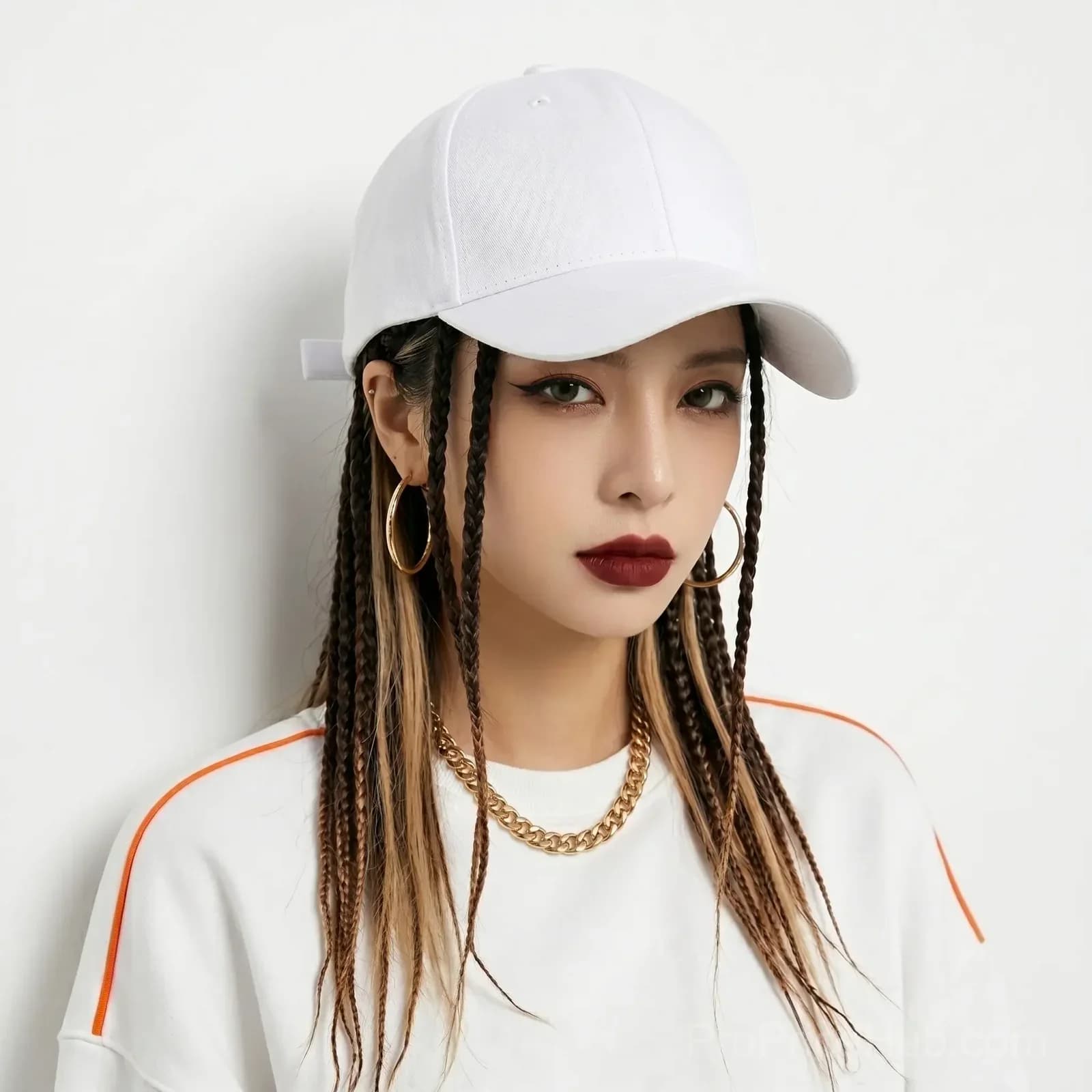 Braided Wig Baseball Cap – Snapback Hat with Attached Dreadlock Braids - View 3