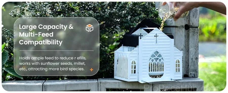 Church-Shaped Solar Bird Feeder - Garden Decor - View 6
