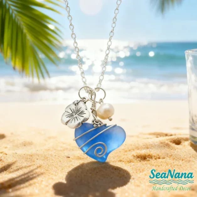 Handcrafted Heart Sea Glass Necklace - View 8