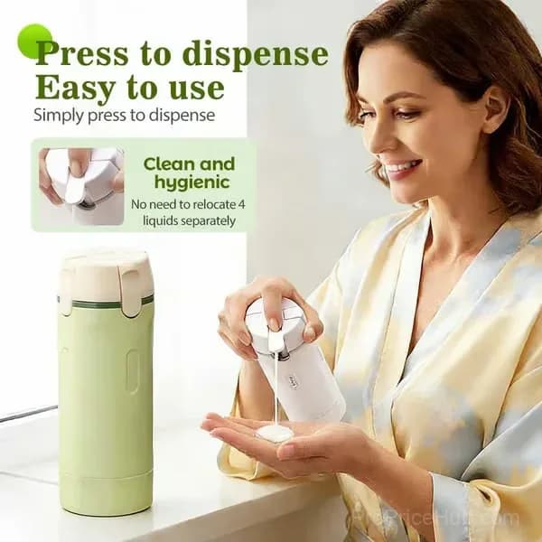 4-in-1 Refillable Travel Toiletry Dispenser, Green, No Bag - Alt