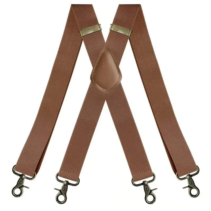 Adjustable X-Back Work Suspenders, Black/Beige/Coffee/Grey - View 9