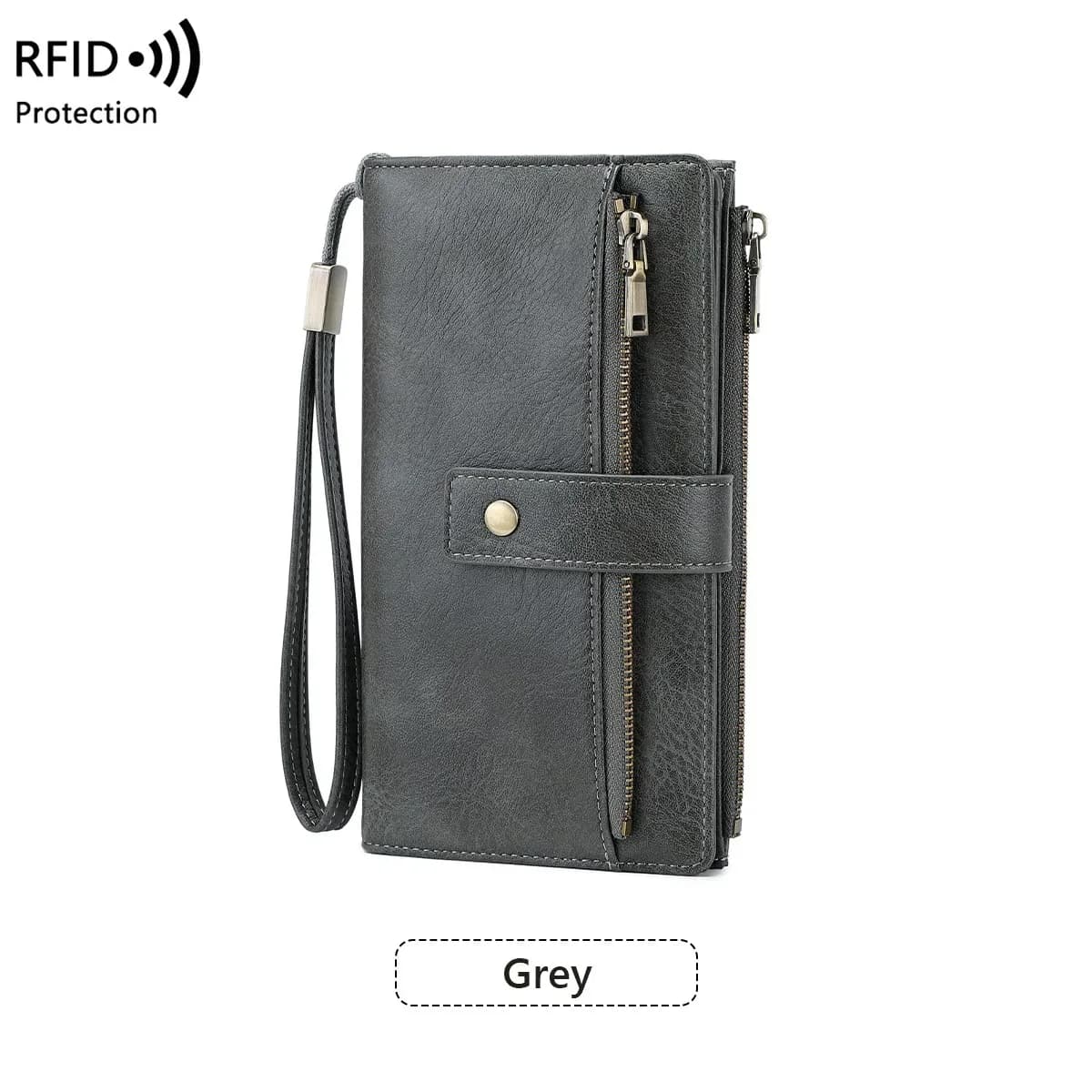 Women's RFID Blocking Leather Long Wallet Clutch - Black - View 18