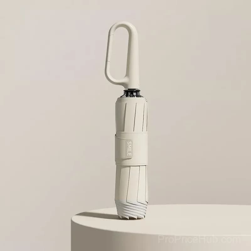 Ring Buckle Umbrella, Beige and Black, 41.8 in - View 2