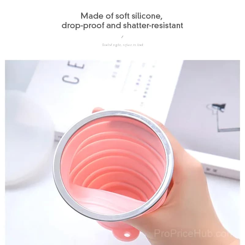 270ml Foldable Silicone Travel Cup, Anti-Scald Mug, Pink - View 7