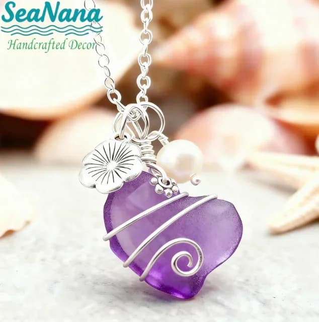 Handcrafted Heart Sea Glass Necklace - View 4
