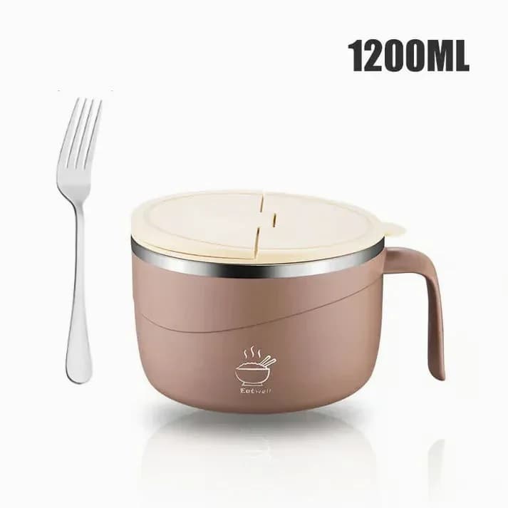 304 Stainless Steel Insulated Ramen Bowl, Black, 1200ml, 1 Pc - View 30