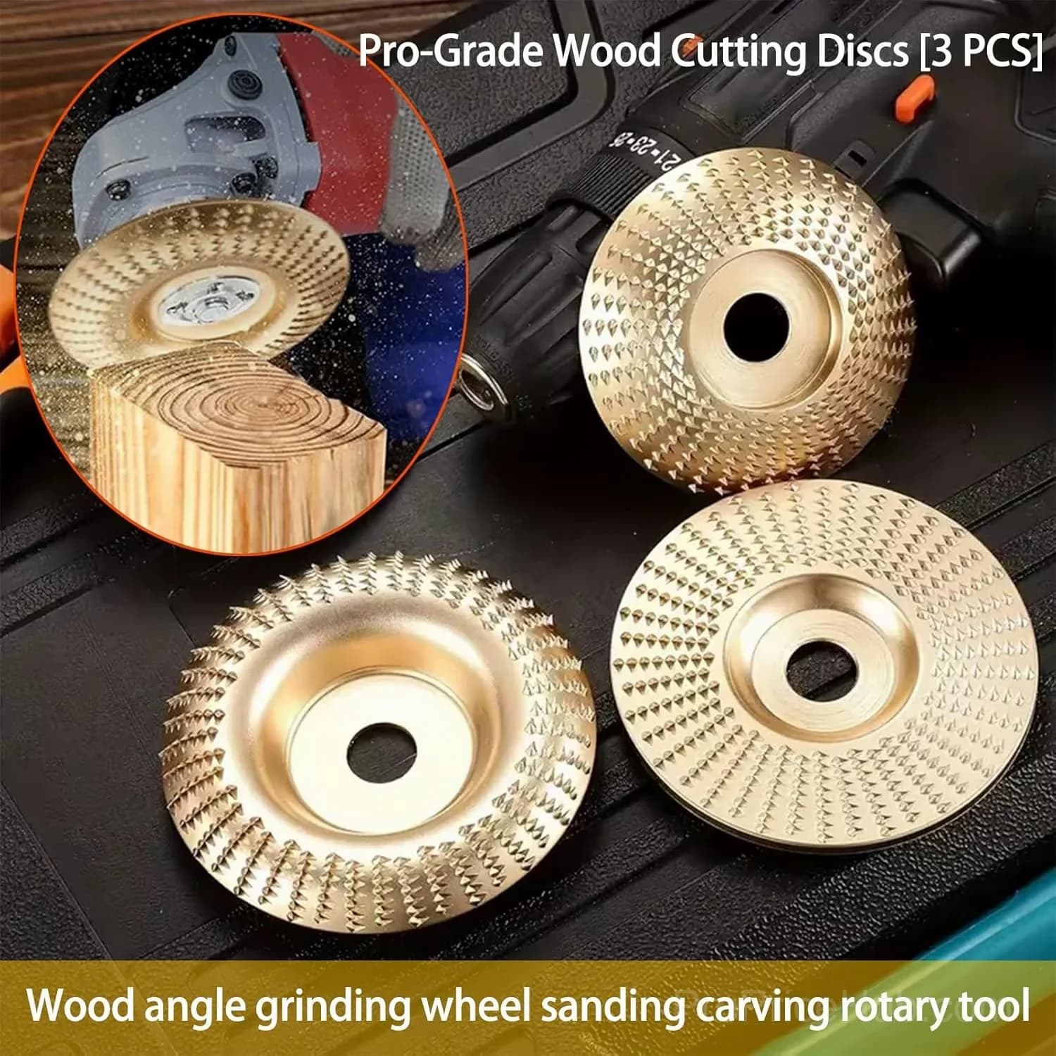 Heavy-Duty Wood Carving Disc Set - 3 Pieces - View 2
