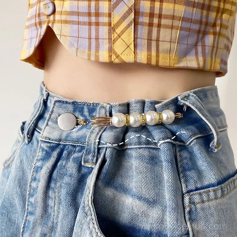 Fancy Rhinestones Pearls Safety Pin Brooch - View 2