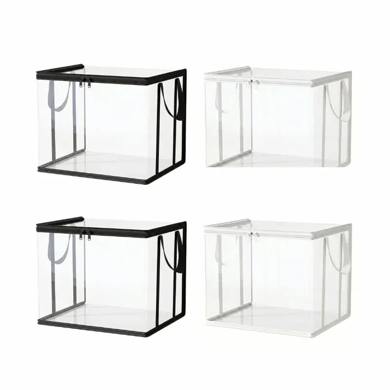 Large Clear Thick Plastic Storage Boxes with Hinged Lids, 2-Pack - Alt