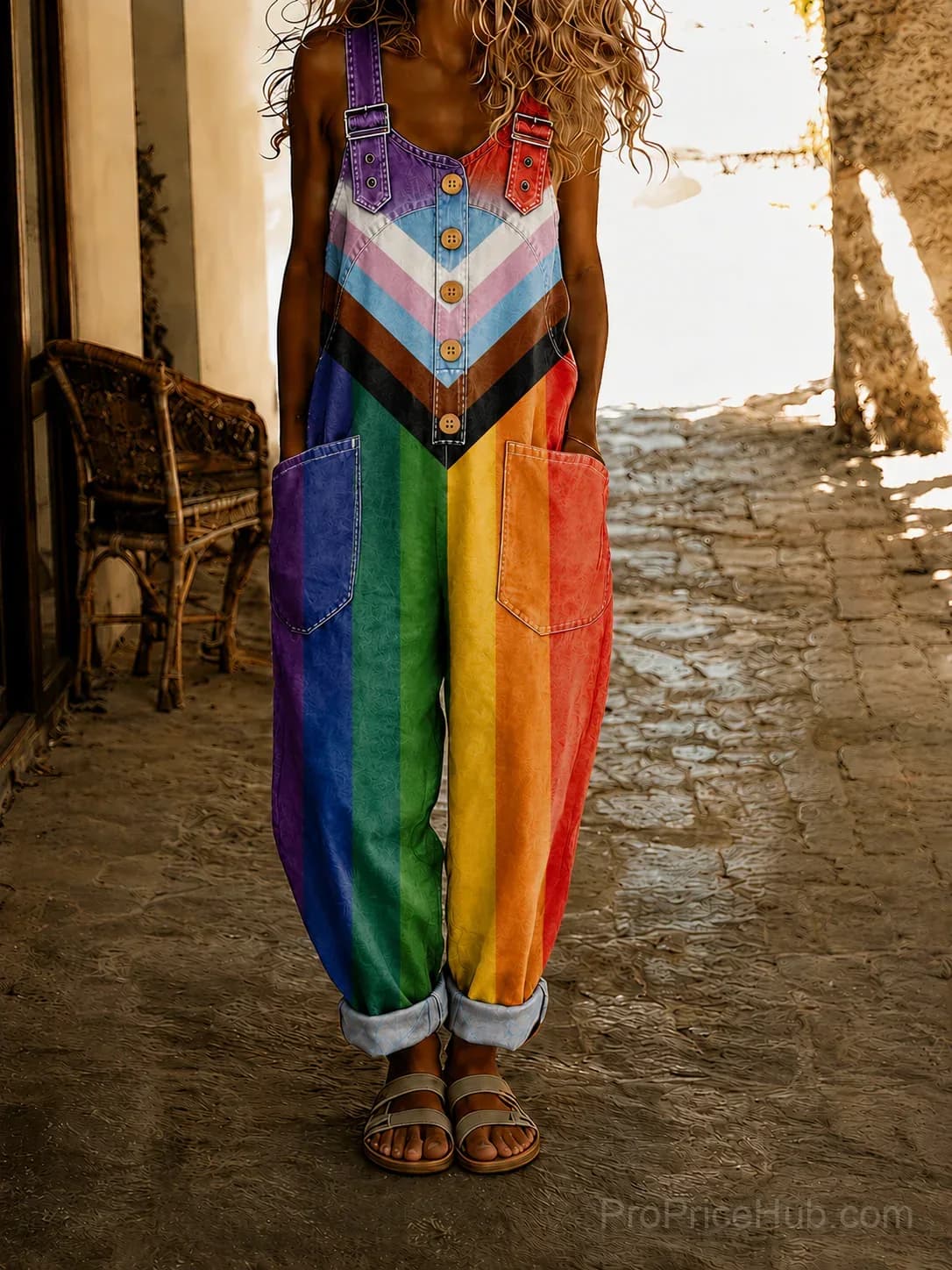 Pride Month Rainbow Art Print Vintage Jumpsuit - View 1