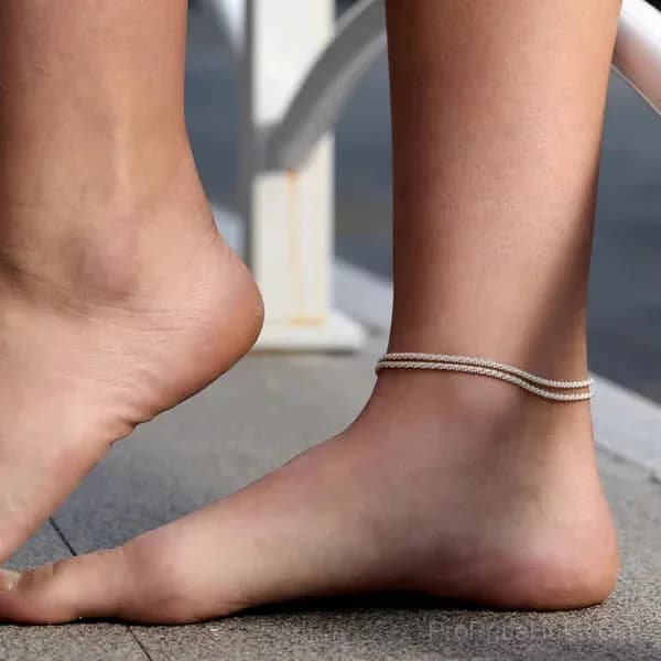 Minimalist Layered Shiny Anklet for Women - View 5