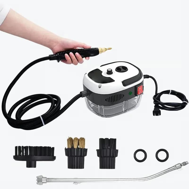 Red Handheld Steam Cleaner with Single-Knob Control - Alt