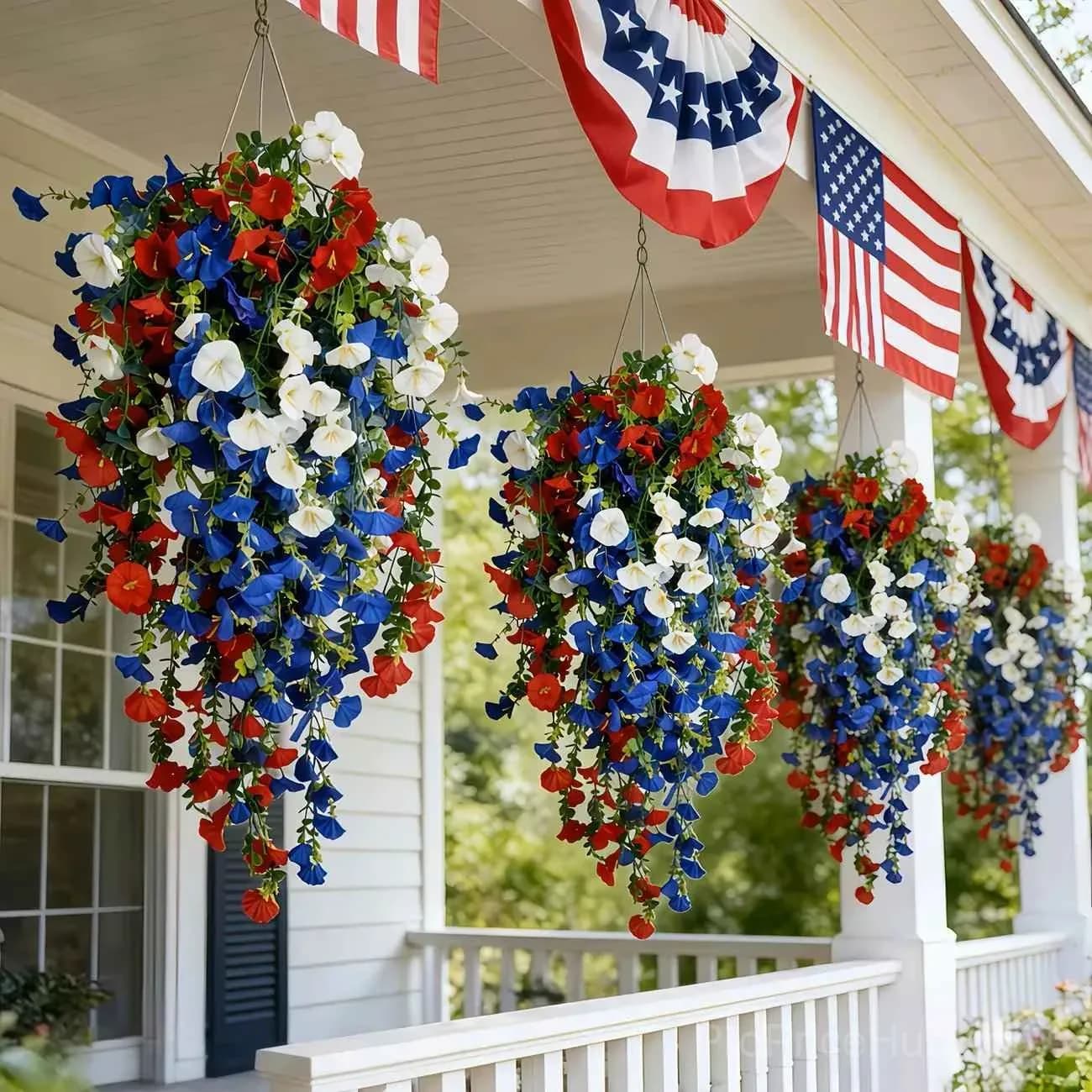 Patriotic Hanging Flower Baskets for America’s 250th Anniversary - Alt