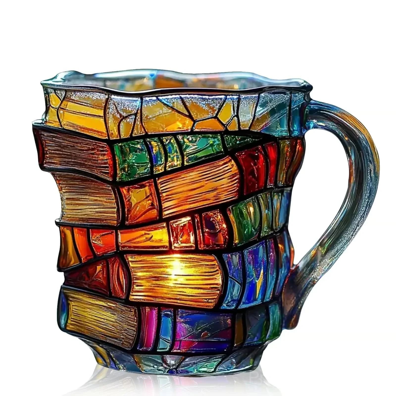 3D Painted Book Glass Coffee Mug for Readers, Option A - View 8