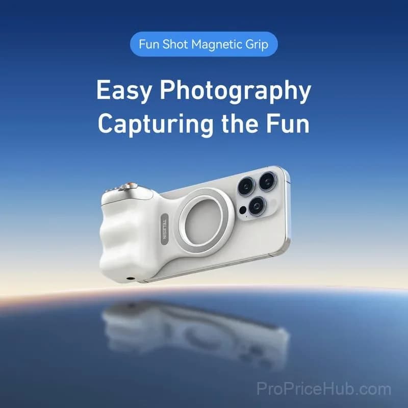 TELESIN Fun Shot Magnetic Phone Grip & Selfie Light Kit, Silver - View 2