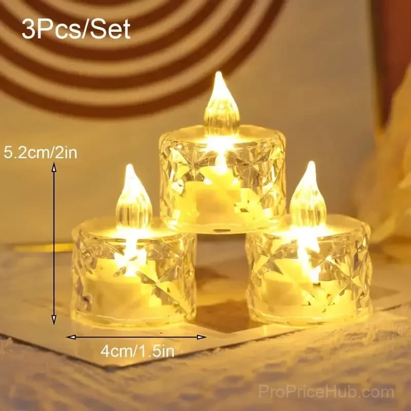 Small Plastic Flameless Candle Lights, 3-Pack - View 1