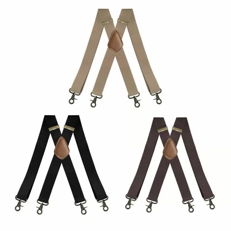 Adjustable X-Back Work Suspenders, Black/Beige/Coffee/Grey - View 4