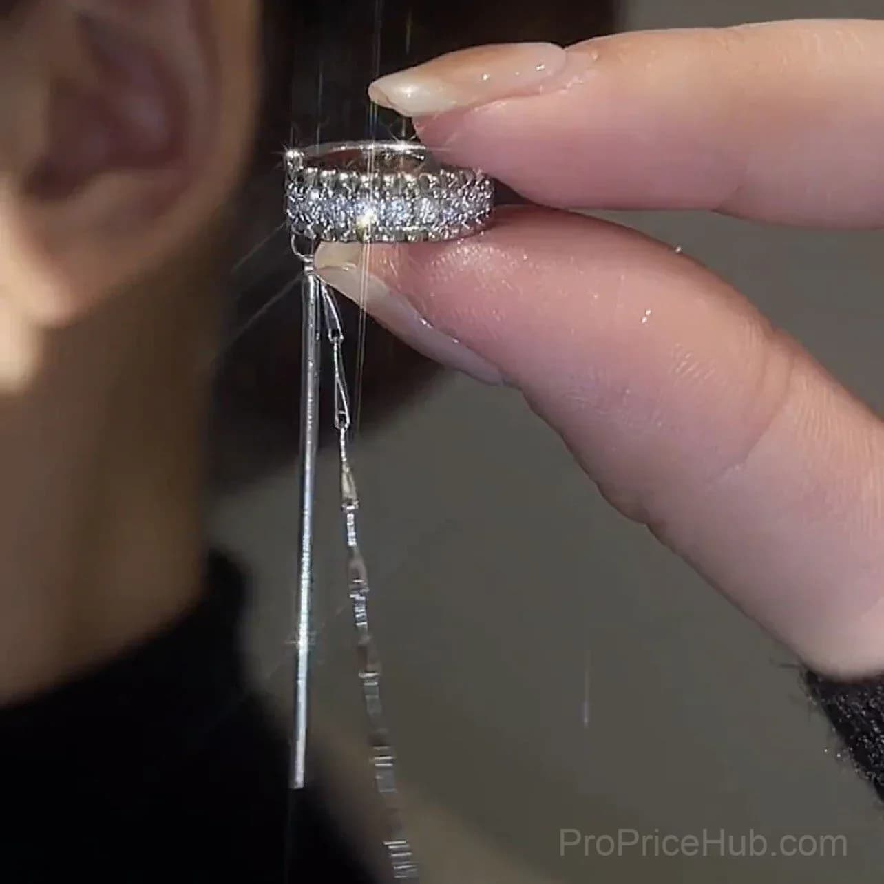 Cube Molecular Tassel Long Ear Clip - View 5