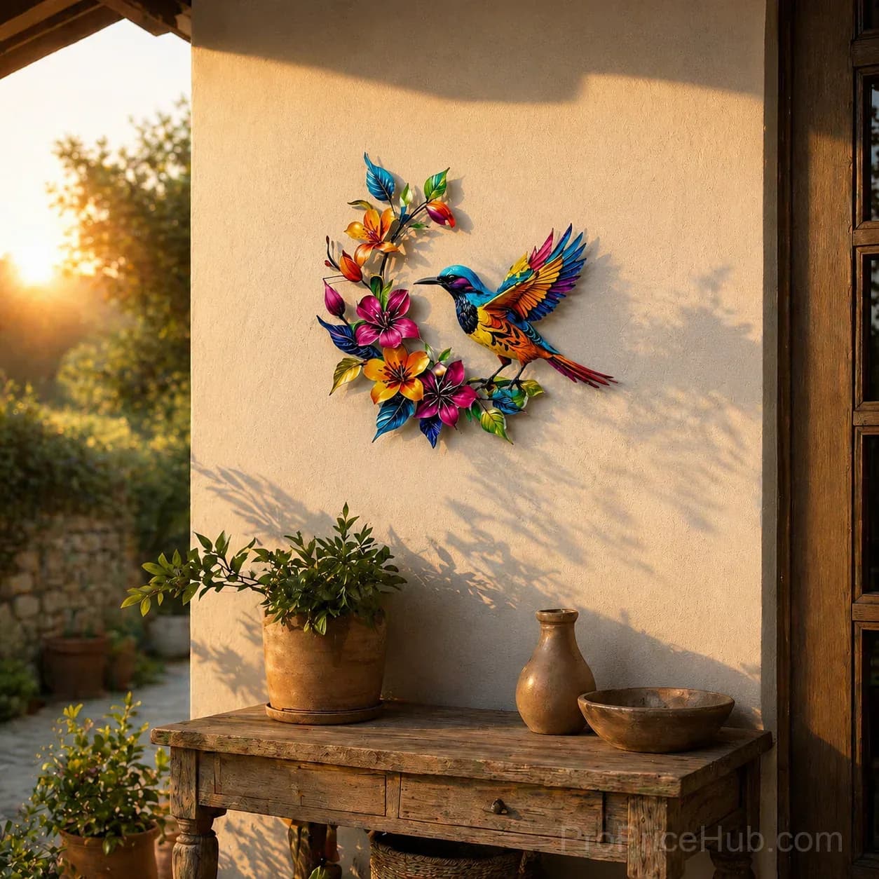 Hummingbird Bloom Metal Wall Art - View 1
