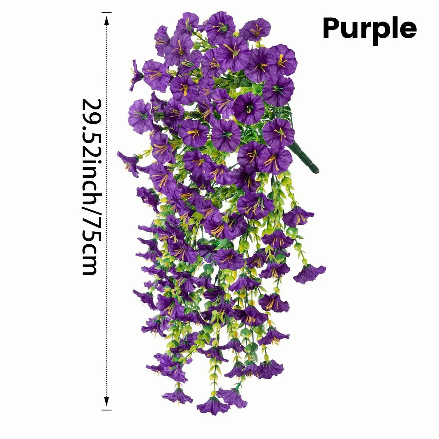UV Resistant Artificial Morning Glory Hanging Vine, Purple & Red - View 10