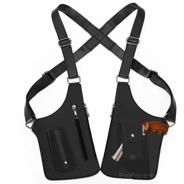 Black Leather Adjustable Underarm Shoulder Bag, Unisex - View 4
