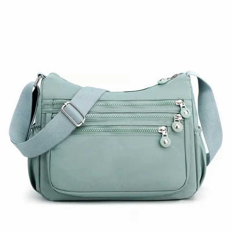 Black Nylon Crossbody Bag, Water-Resistant Multi-Pocket - View 11