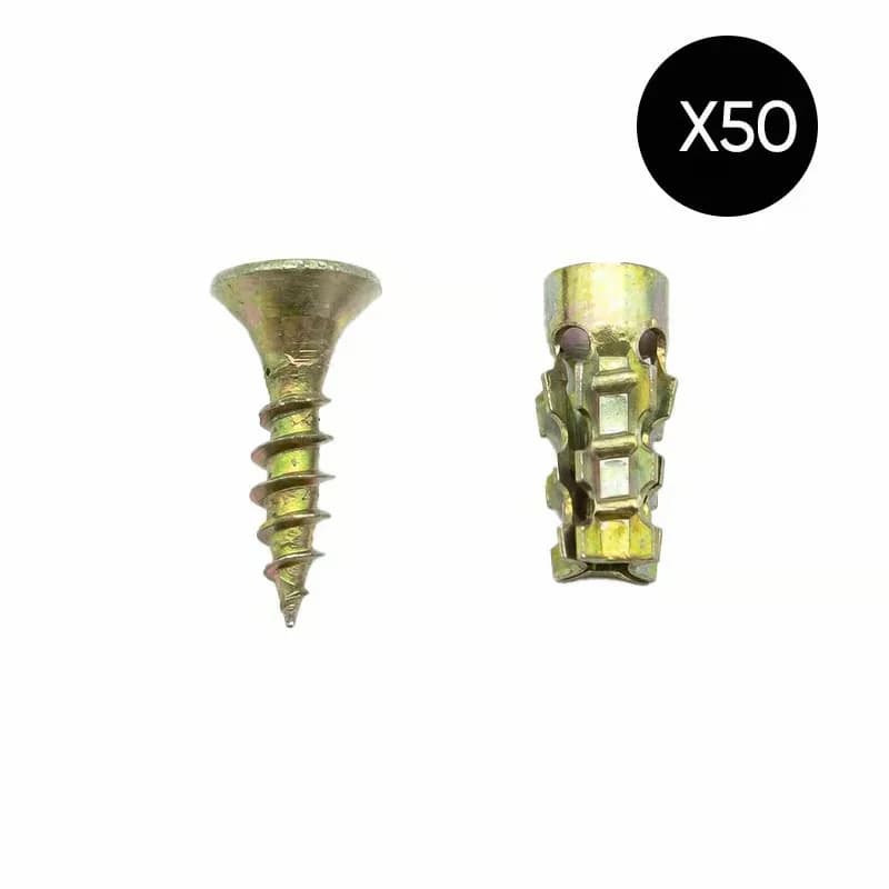 6x14mm Metal Expansion Hinge Repair Anchors with Screws, 100 Pairs - Alt