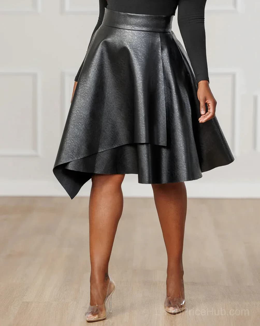 Women's Asymmetrical Circle Skirt, Flared Hem - View 1