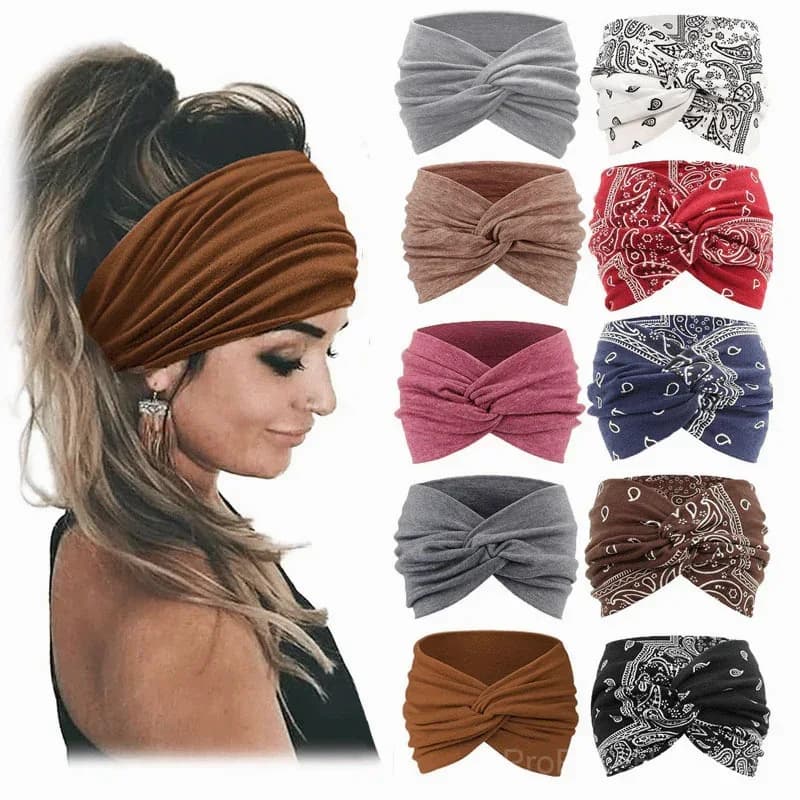 10 Pack Wide Knotted Turban Headbands for Women - View 14