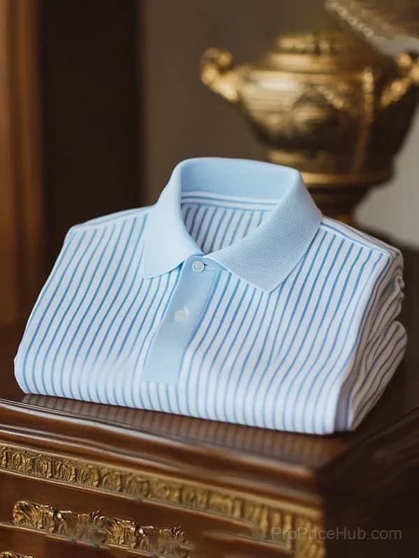 Men's Blue Logo Button Short Sleeve Polo Shirt - View 1