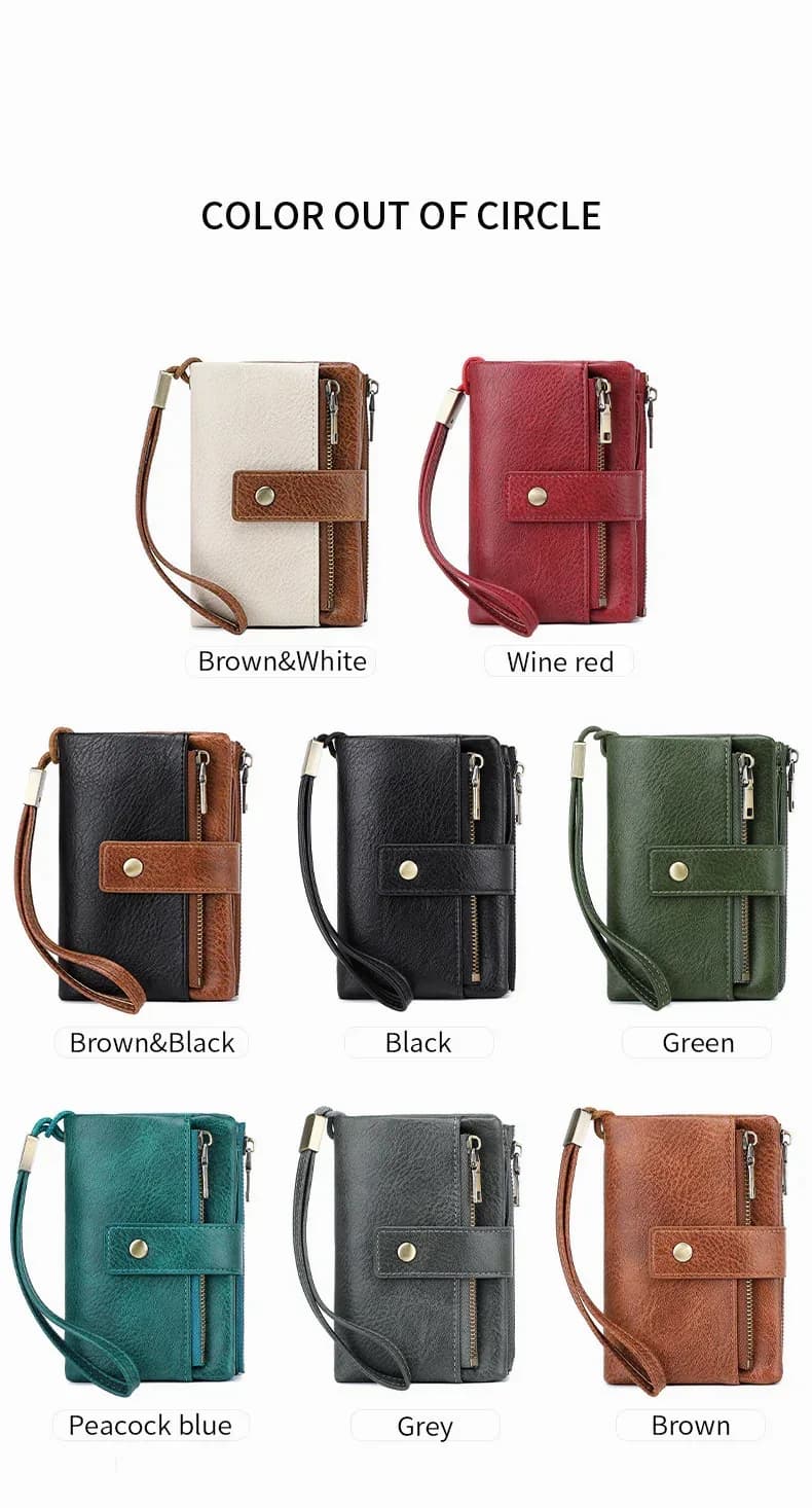 Women's Retro RFID Blocking Tri-Fold Wallet - View 11