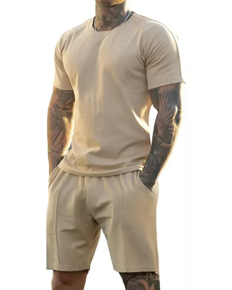 Men's Short-Sleeve Crew-Neck Summer Fitness Sports Set - View 4