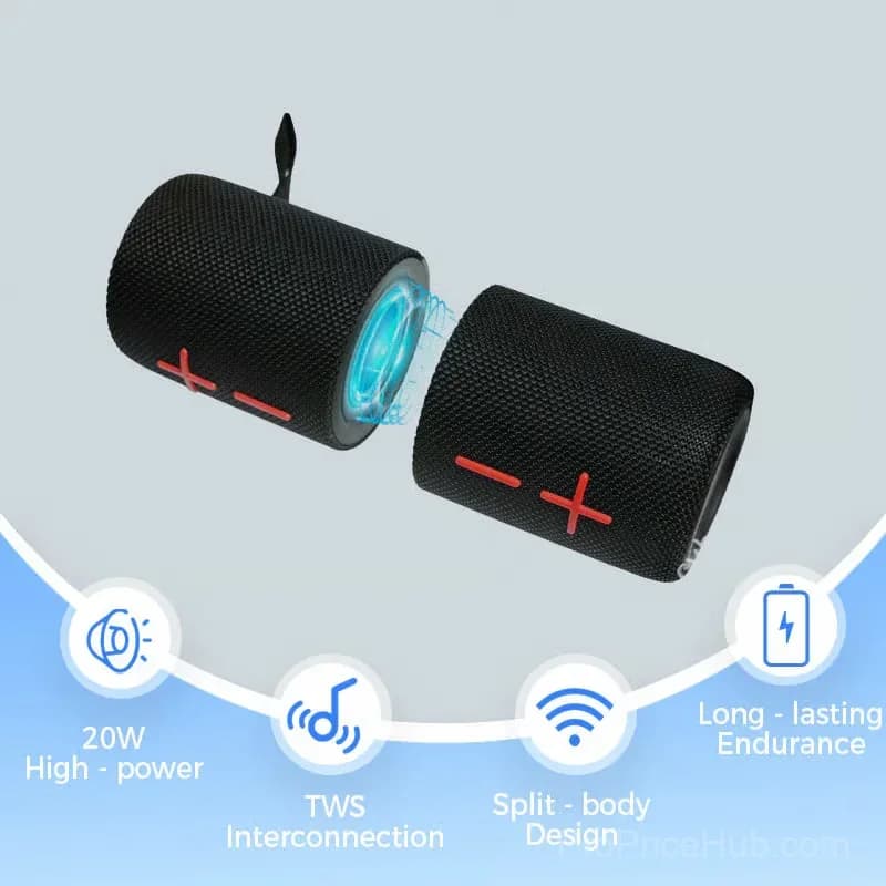 2-in-1 Magnetic Splittable Dual Bluetooth Speaker, Black - View 3