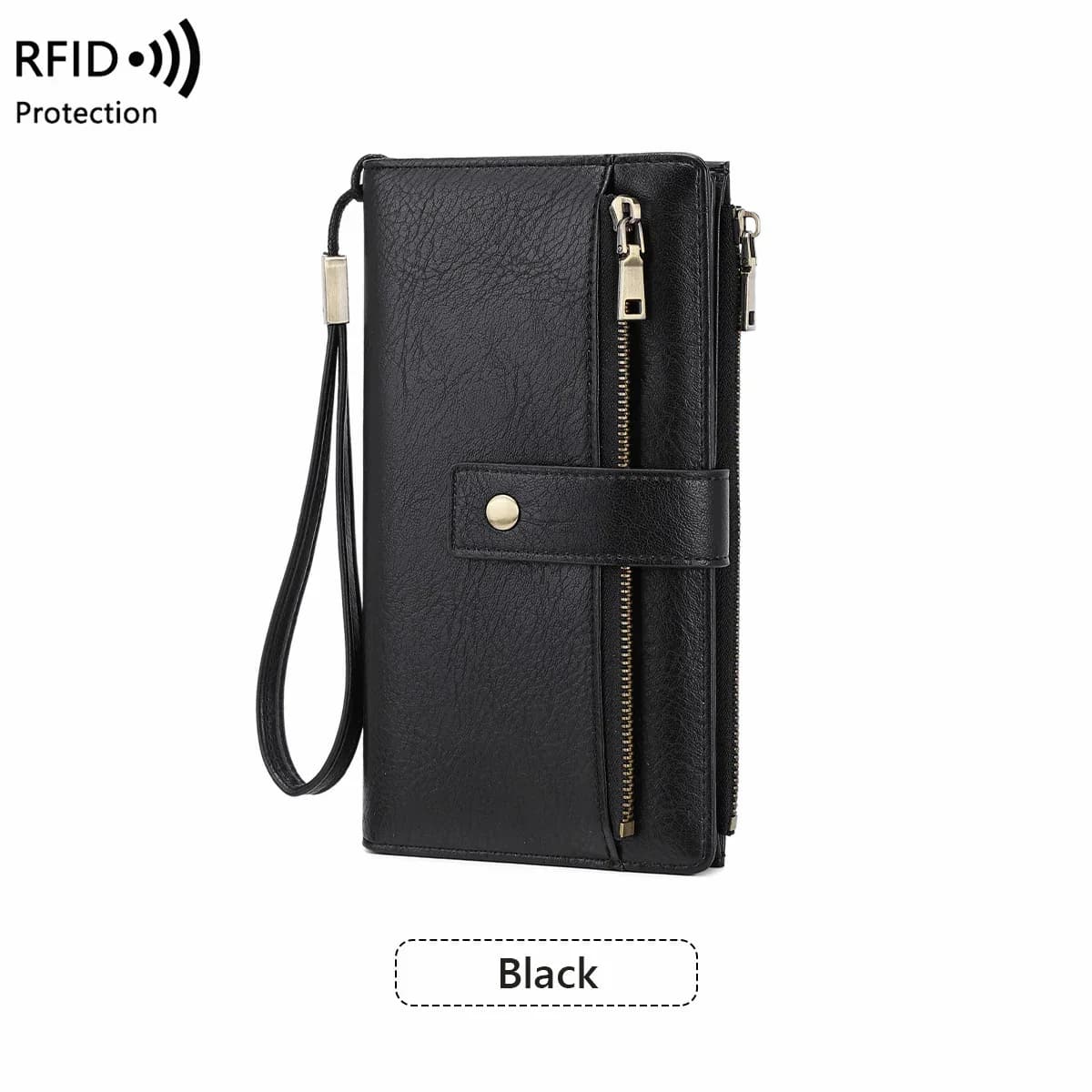 Women's RFID Blocking Leather Long Wallet - Stylish Solid Color Clutch - View 19