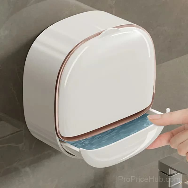 White Soap Holder with Drain Tray for Sink or Shower - View 2