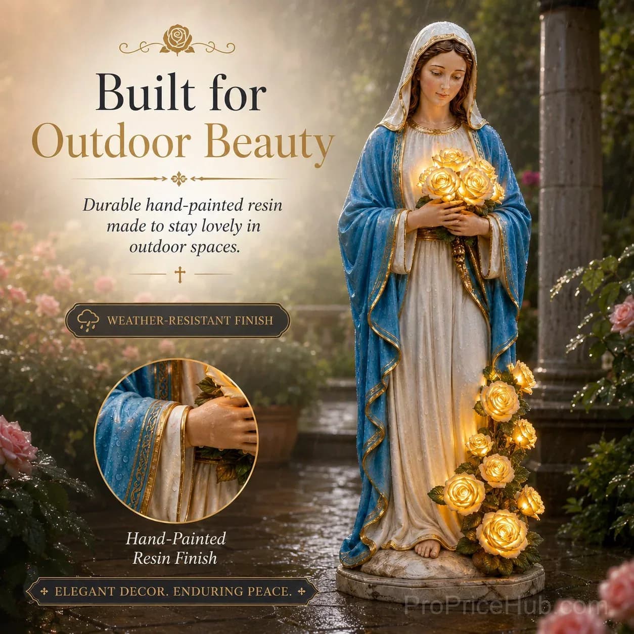 Solar-Powered Virgin Mary Garden Light Statue - View 5