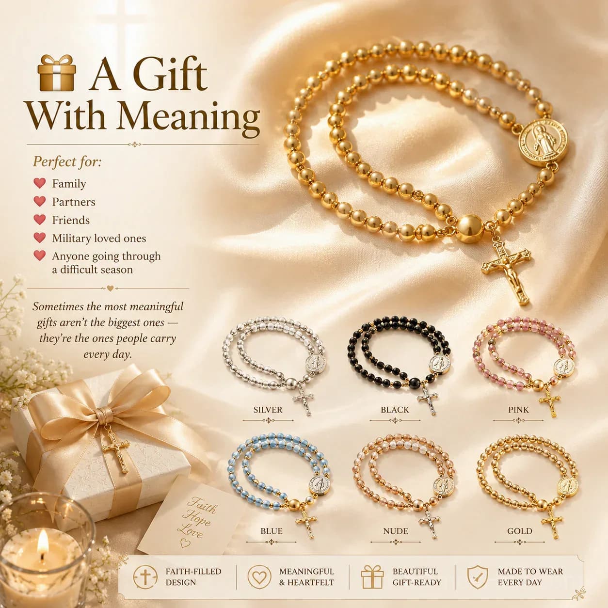FaithLine Silver Rosary Bracelet - View 8
