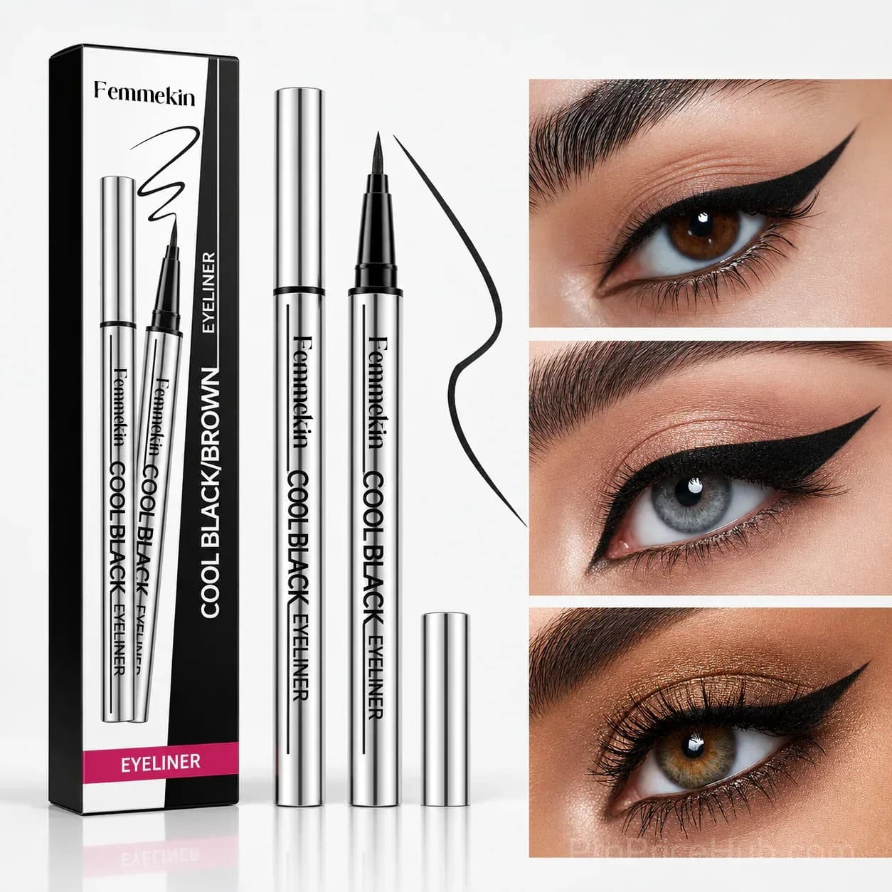 Cool Black/Brown Waterproof Eyeliner - 24hr Long-Lasting, One Stroke Formula - View 1