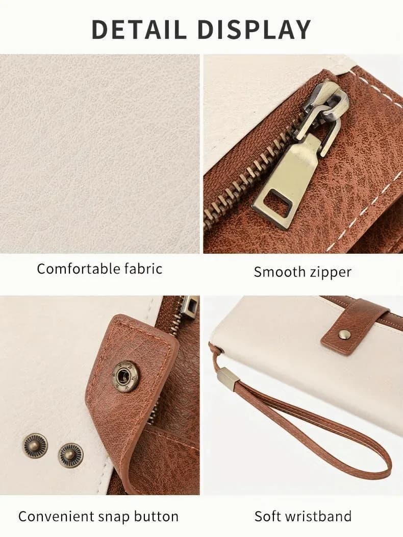 Women's RFID Blocking Leather Long Wallet - Stylish Solid Color Clutch - View 13