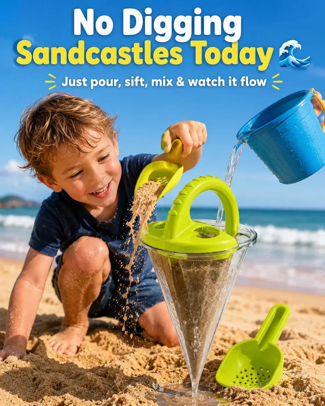 Kids Sand & Water Funnel Toy with Sifting Shovel - View 2