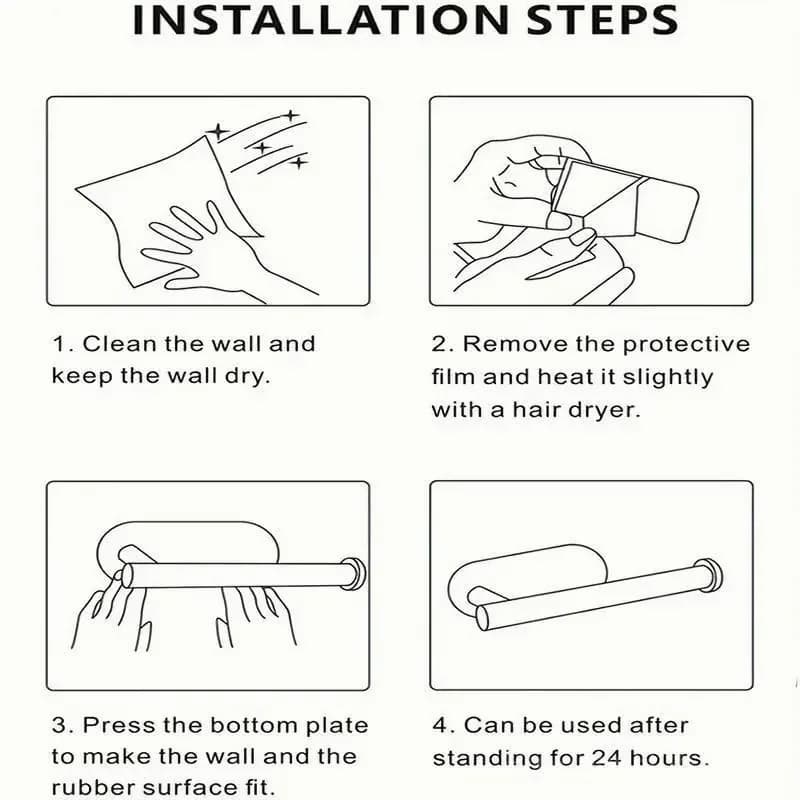 Wall-Mounted No-Drill Paper Towel Holder, Black - View 8