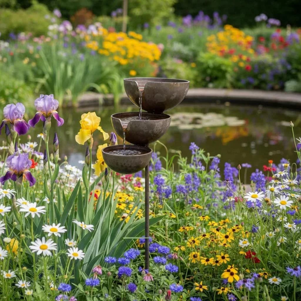 Cascading Rain Catcher Bird Bath for Garden Wildlife - View 11
