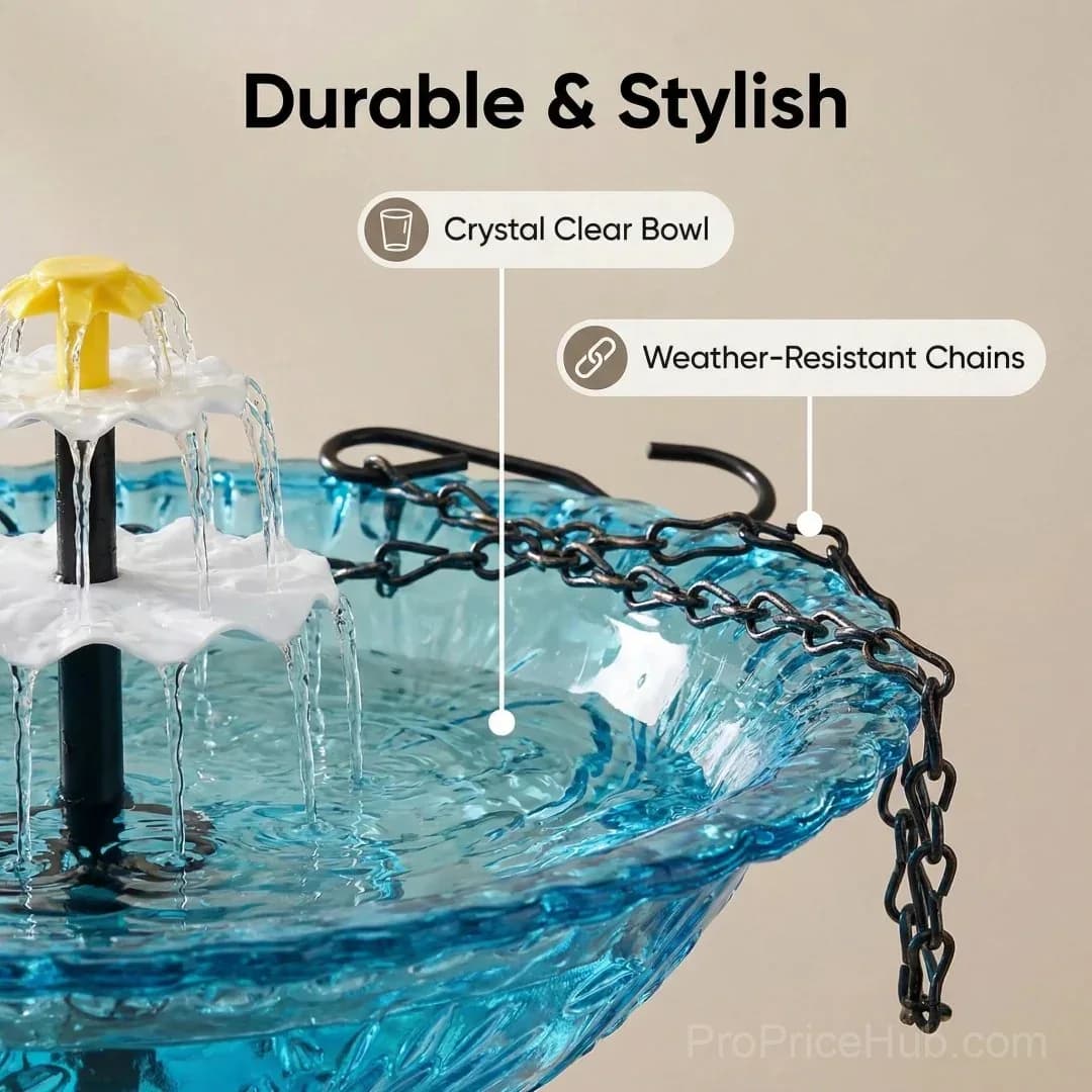 Solar Cascade Hanging Bird Bath Fountain - View 7
