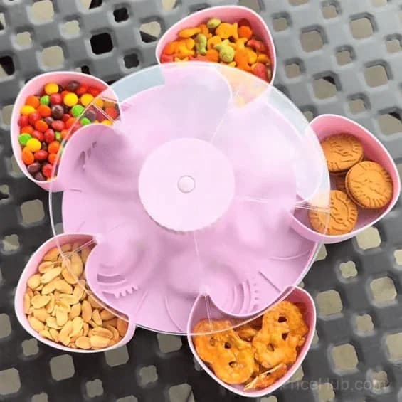 5-Compartment Rotating Party Platter – Divided Spin & Snack Serving Tray - View 3