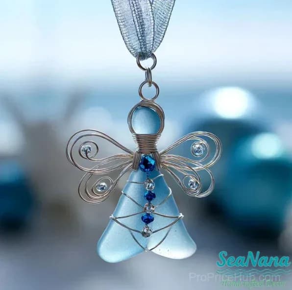 Handmade Sea Glass Angel Ornament - View 3